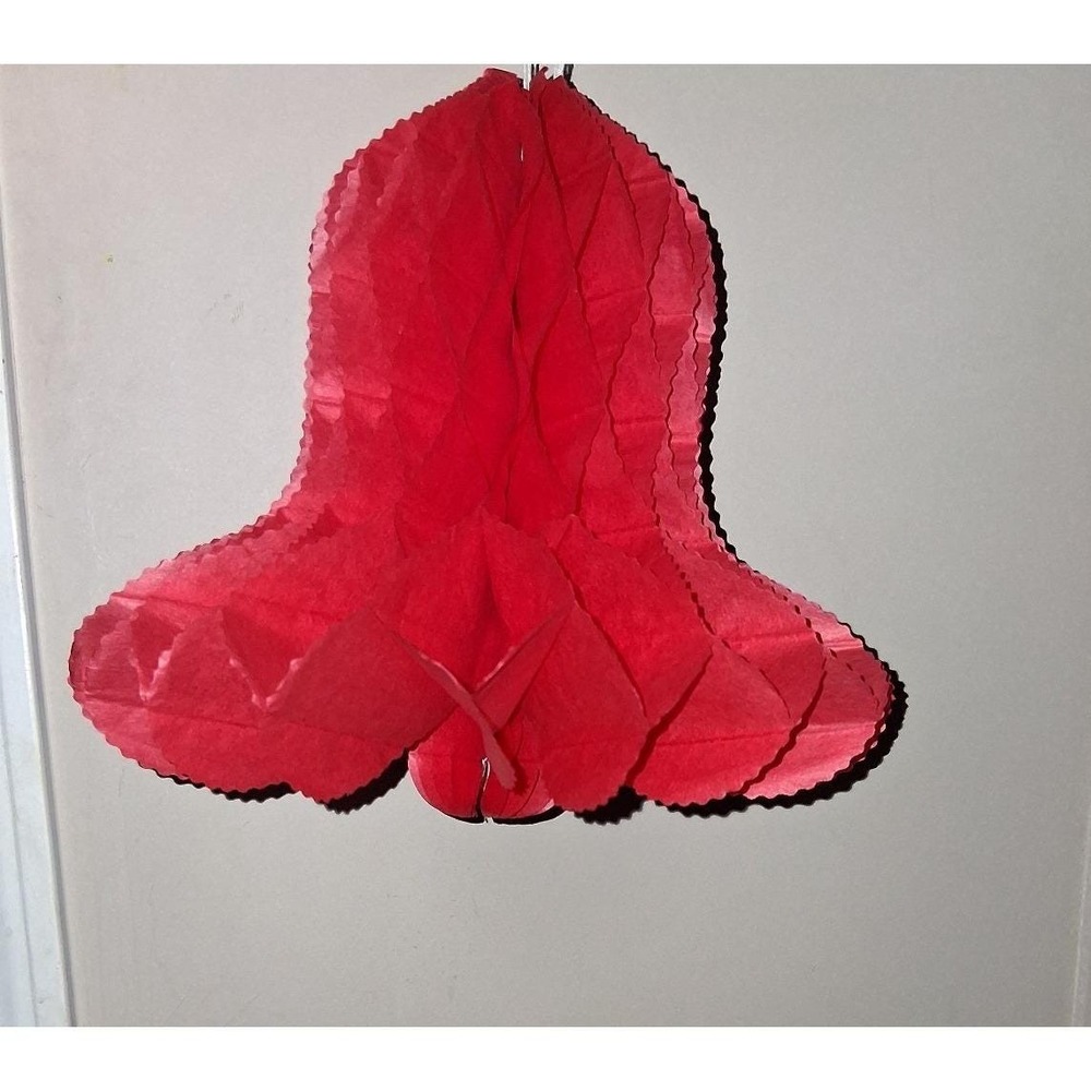 Vintage Red Honeycomb Bell Decoration‎ Tissue Paper Christmas Hanging Decor